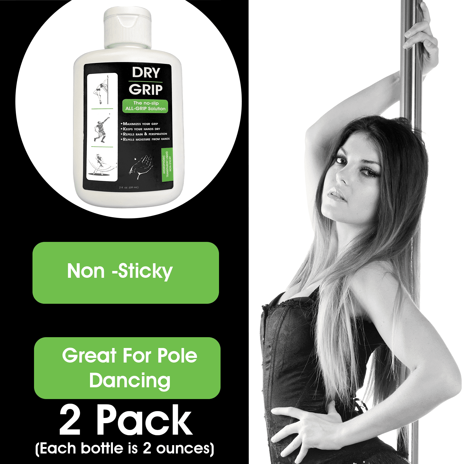 Dry Hands Pole Grip for Pole Dancing 2fl.oz-8.5fl.oz Transparent Pole Dance  Grip Enhancer - Mess Free Dry Grip for Hands - Pole Grip Dry Hands, Tennis