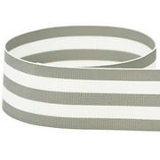 7/8“ Gray & White Taffy Striped Grosgrain Ribbon - 20 Yards - USA Made