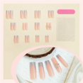 thumbnail image 2 of Elegant Press on Nail with 3D Butterfly Long Square False Nail French Tips Glitters Nail Art for Girls and Women 24Pcs, 2 of 4
