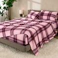 thumbnail image 3 of Bare Home Luxury 100% Cotton Flannel Full Sheet Set, Deep Pocket, 4-Piece, Symphony Plaid - Pink, 3 of 10