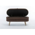 thumbnail image 3 of Oval Storage Bench, Boucle Fabric Upholstered Bench with Wood Legs ,Ottoman Bench Indoor for Living Room, Bedroom, End of Bed, Entryway, Bed Side, Brown, 3 of 9