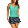 thumbnail image 1 of Traje de baño de 2 piezas para mujer, trajes de baño para mujer, traje de baño conservador de cintura alta con escote en V y estampado, conjunto dividido para mujer, 1 of 6