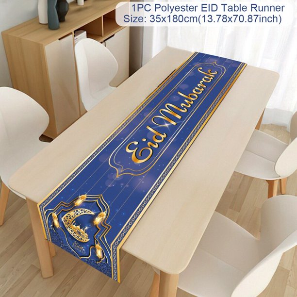 Camino de mesa EID Mubarak, decoraciones de Ramadán 2023 para el hogar, mantel Ramadán Kareem Eid Al Adha, decoración de fiesta musulmana islámica Tan Jianjun unisex