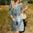 thumbnail image 3 of White Wolf in Snow Sweetheart Knot Flared Dress Fashion Design Large Size Loose Dress Spring Summer Women Dress, 3 of 9