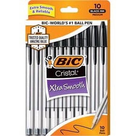 BIC Cristal Ballpoint Stick Pens - Medium Pen Point - Black - Clear Barrel - 10 / Pack BIC Cristal Ballpoint Stick Pens - Medium Pen Point - Black - Clear Barrel - 10 / Pack