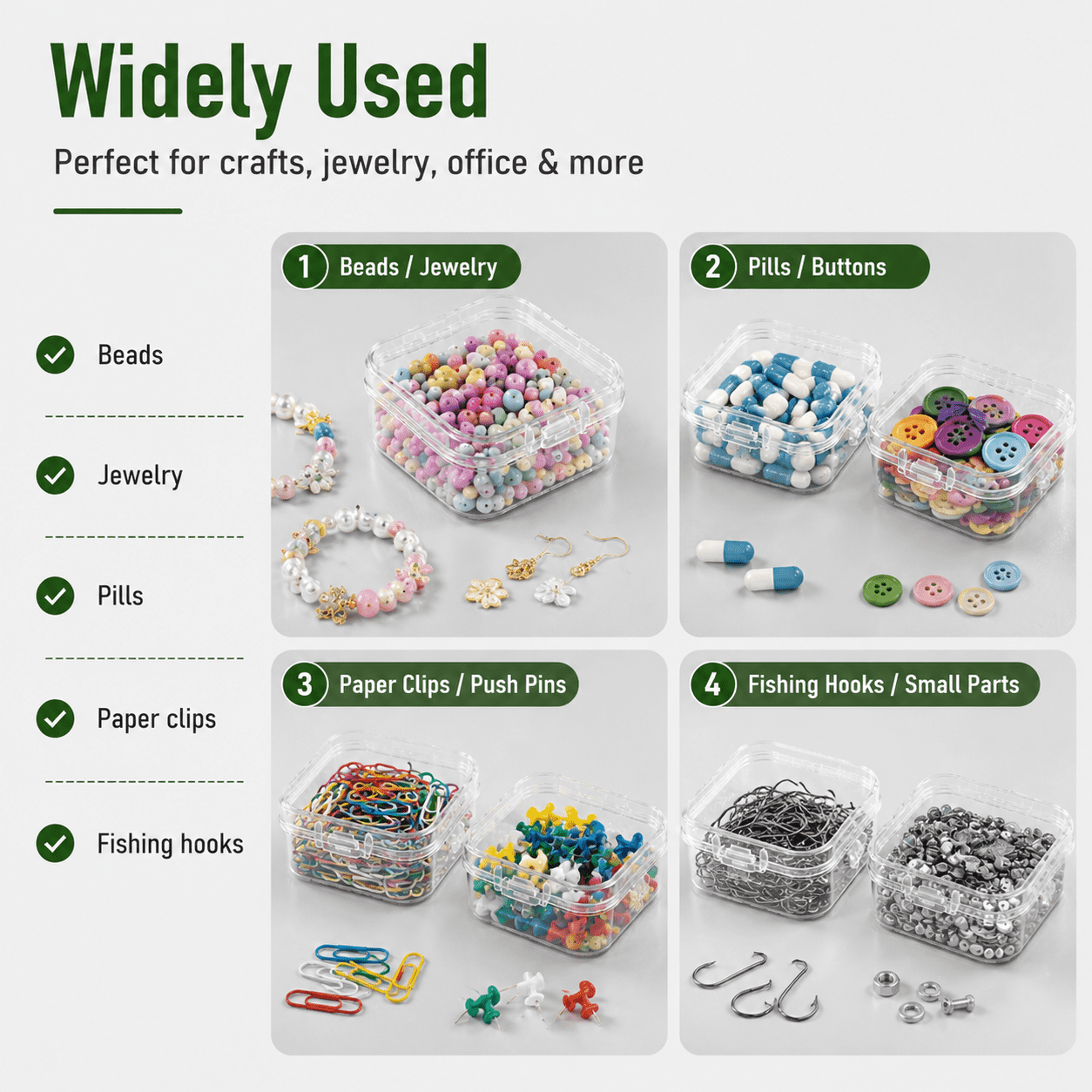 62-Piece Clear Bead Organizer Boxes with Hinged Lids – Mini Plastic Storage Containers for Jewelry, Seed Beads, Bracelets, Diamond Painting, and DIY Crafts