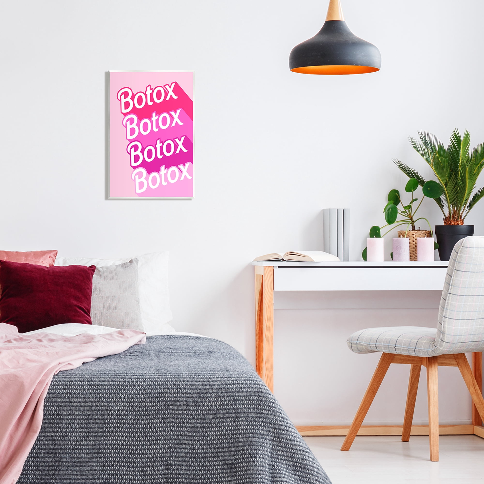 Stupell Industries Glam Pink Botox Phrase Inspirational Painting Unframed Art Print Wall Art, 13 x 19
