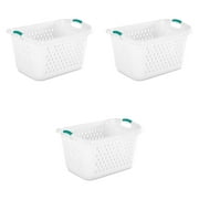 Sterilite 2.7 Bushel Laundry Basket Plastic, White, Set of 3