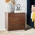 thumbnail image 3 of SAFAVIEH Brylin Retro Rustic 3 Drawer Nightstand, Walnut, 3 of 13
