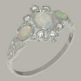 thumbnail image 2 of LBG English Made 10k White Gold Natural Opal & Diamond Womens Promise Ring - Size 9.5, 2 of 5