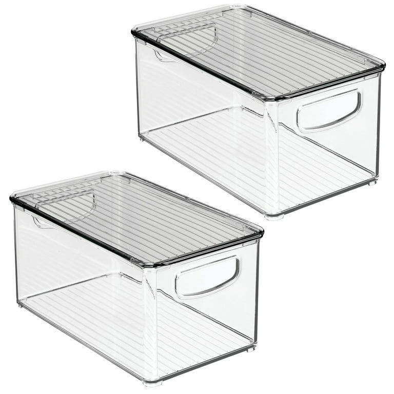 Mdesign Plastic Storage Bin With Handles For Home Office, 10 X 12 X 7.75 -  Clear : Target