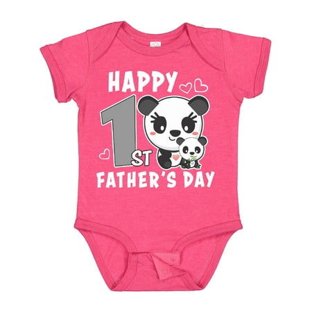 

Inktastic Happy 1st Fathers Day with Pandas Gift Baby Girl Bodysuit