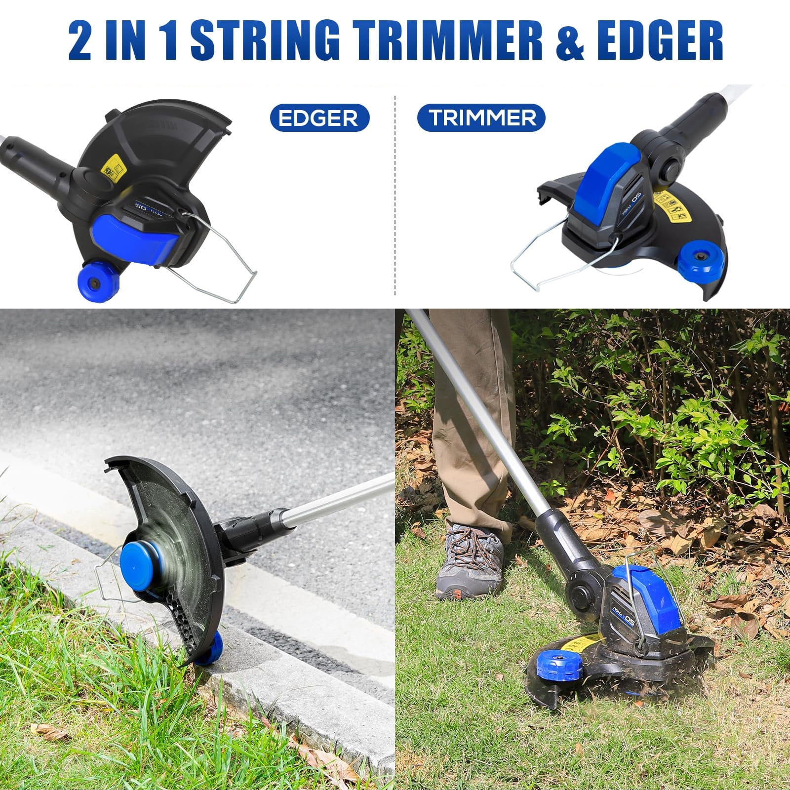ANLIBATT 20V Cordless String Trimmer & Leaf Blower Combo, 12" Weed Wacker/Edger, 2 x 4.0Ah Batteries & Dual Charger, Lawn & Yard Care Tool Set