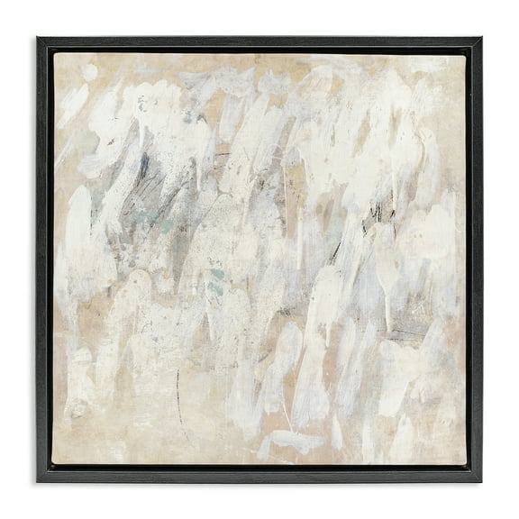 Stupell Industries Muted Neutral Dapples Abstract Painting Black Floater Framed Canvas Art Print Wall Art, 18 x 18