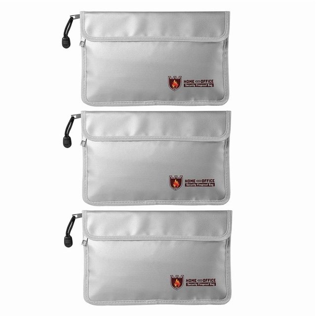 3X Bolsa de Documentos Una Prueba de Fuego, Bolsa de Dinero Impermeable E IgníFuga Con Cremallera