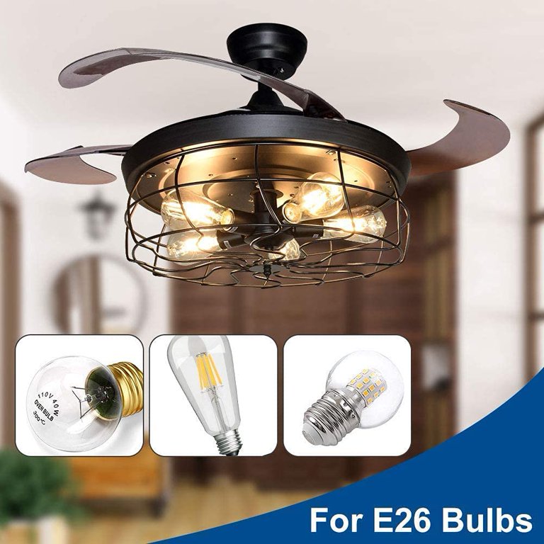 Depuley 42 Ceiling Fan with Light and Remote Industrial Caged Chandelier  Fan Indoor Ceiling Fan for Living room Bedroom Dining room, 3 Speed Quiet  Motor - Walmart.com