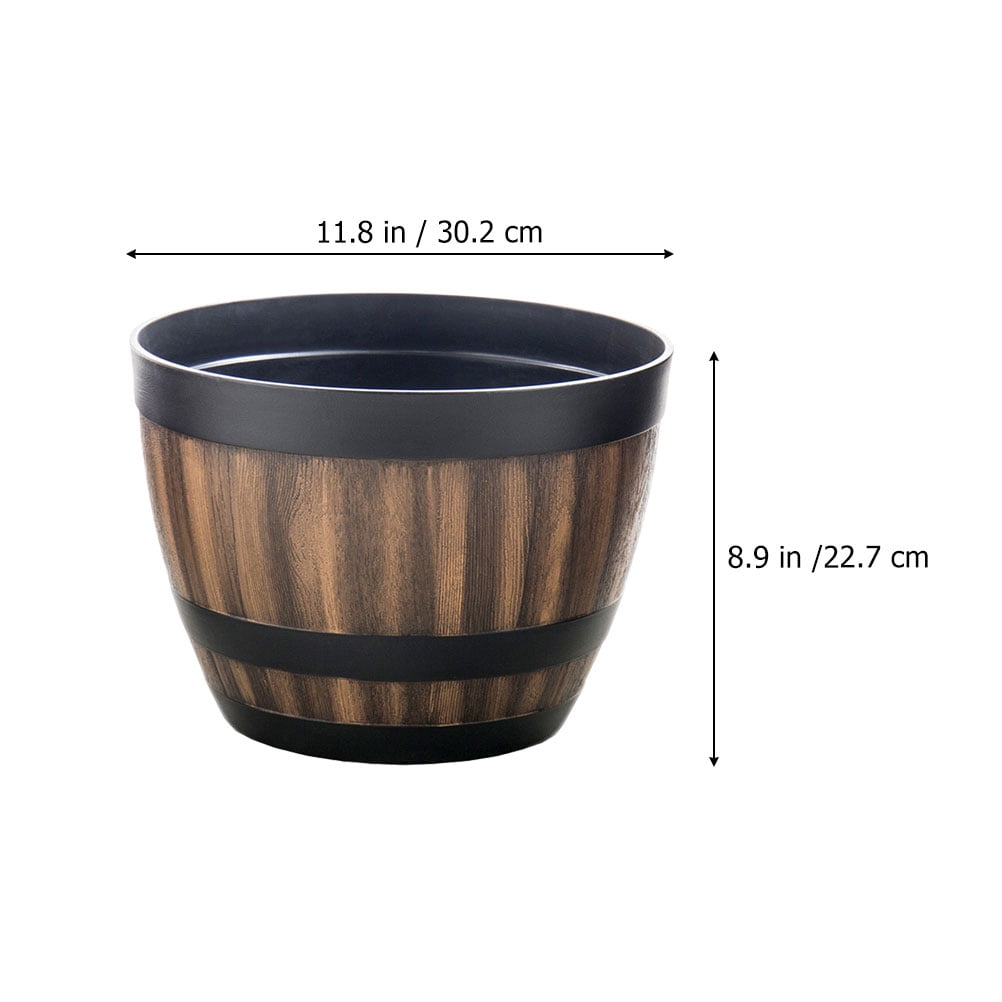 TUIBELYN Imitation Wooden Planter Vintage Large Capacity Plastic Flower Pot for Garden Yard