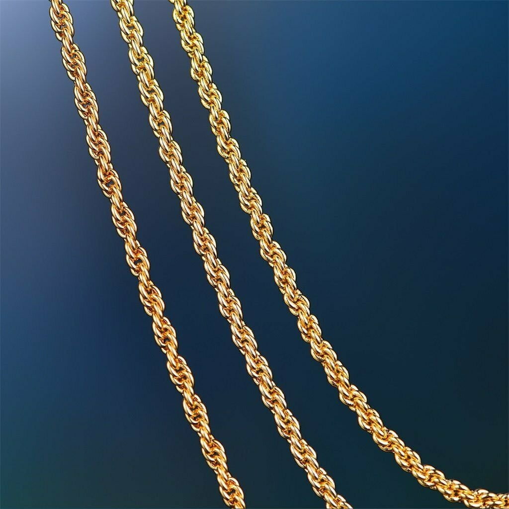 RM Rope Chain Necklace, 10K Solid Yellow Gold, 2.5mm, 16", Includes Velvet Gift Pouch