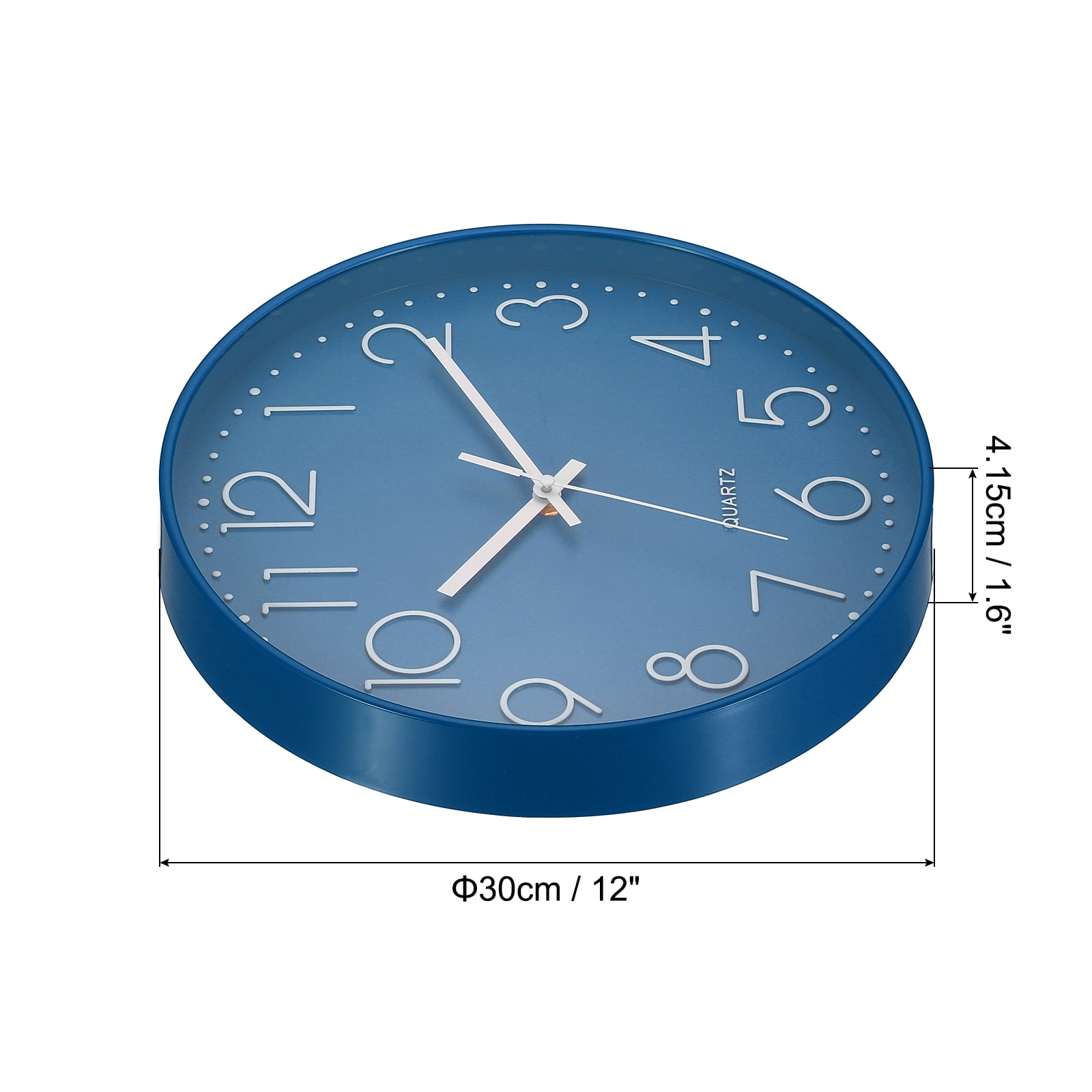 Uxcell 12" Wall Clock Battery Operated Silent Non Ticking Round Clock, Dark Blue