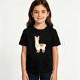 thumbnail image 2 of Girls Graphic Tees Boho Llama Flower Crown Kids T Shirt Cute Animal 100% Cotton Short Sleeve Soft Tops 4-13Y, 2 of 5