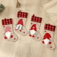 thumbnail image 2 of Christmas Stockings, 18 Inches Burlap Buffalo Plaid Stockings with Sweden Gnomes Family Christmas Stocking for Xmas Home Decor, Christmas Decorations, 2 of 6