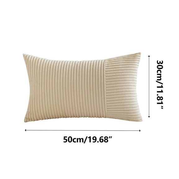 Moocorvic Throw Pillows Covers 20x12'', Decorative Striped Pillowcase Soft Plush Corduroy Throw Pillows Covers for Couch Sofa Living Room,White