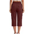 thumbnail image 7 of felwors Womens Capris with Pockets Loose Fit Casual Capri Pants Dressy Lightweight Ladies Baggy Cargo Pants for Hiking Wine for Size S, 7 of 7