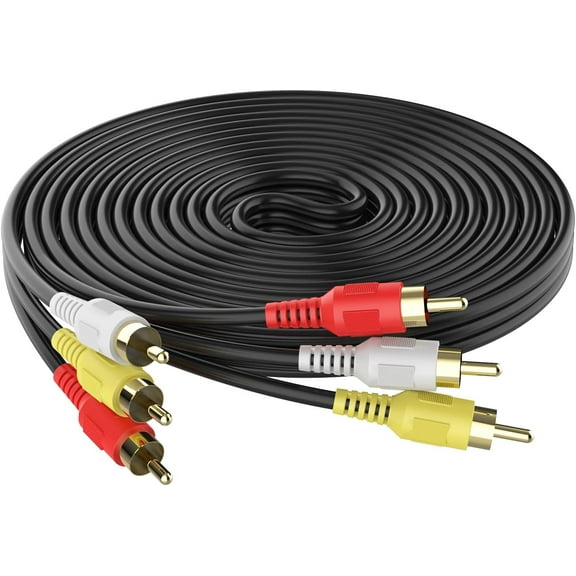 Simyoung 3 RCA Male Audio and Video Cable 30FT - 3 RCA to 3RCA Composite AV Cable Compatible with Set-Top Box, Speaker, Amplifier, DVD Player, 24K Gold Plated