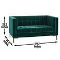 thumbnail image 2 of Isaac Stitch Green Velvet Button Tufted Loveseat, 2 of 9