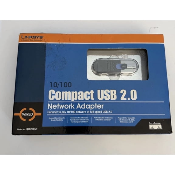 RHEA- Lynksys 10/100 Compact Usb 2.0 Network Adapter C9 Nib Model Usb200M