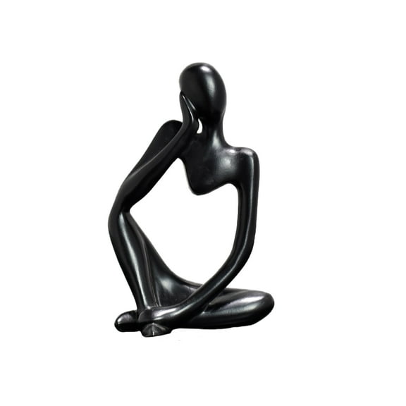 1pcs Resin Statue Thinker Style Decoration Abstract Sculptures Collectible Figurines for Home Decor Modern Office Shelf Desktop (Left-Black)