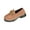 Brown, variant on Black Womens Loafers With Round Toe Thick Heel Thick Sole Frosted Finish Mid Heel Comfortable Cushioned Footbed For Casual Office Wear Size 43