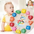 thumbnail image 2 of kjfeif Wooden Shape Color Sorting Clock Early Learning Educational Toy Gift for 1 2 3 Year Old Toddler Baby Kids Teaching Time Number Puzzle Stacking Sorter, Suit for Boys & Girls Gift, 2 of 4
