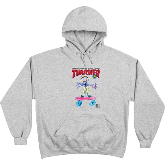 Thrasher Kid Cover Hoodie Sweatshirt Small Ash