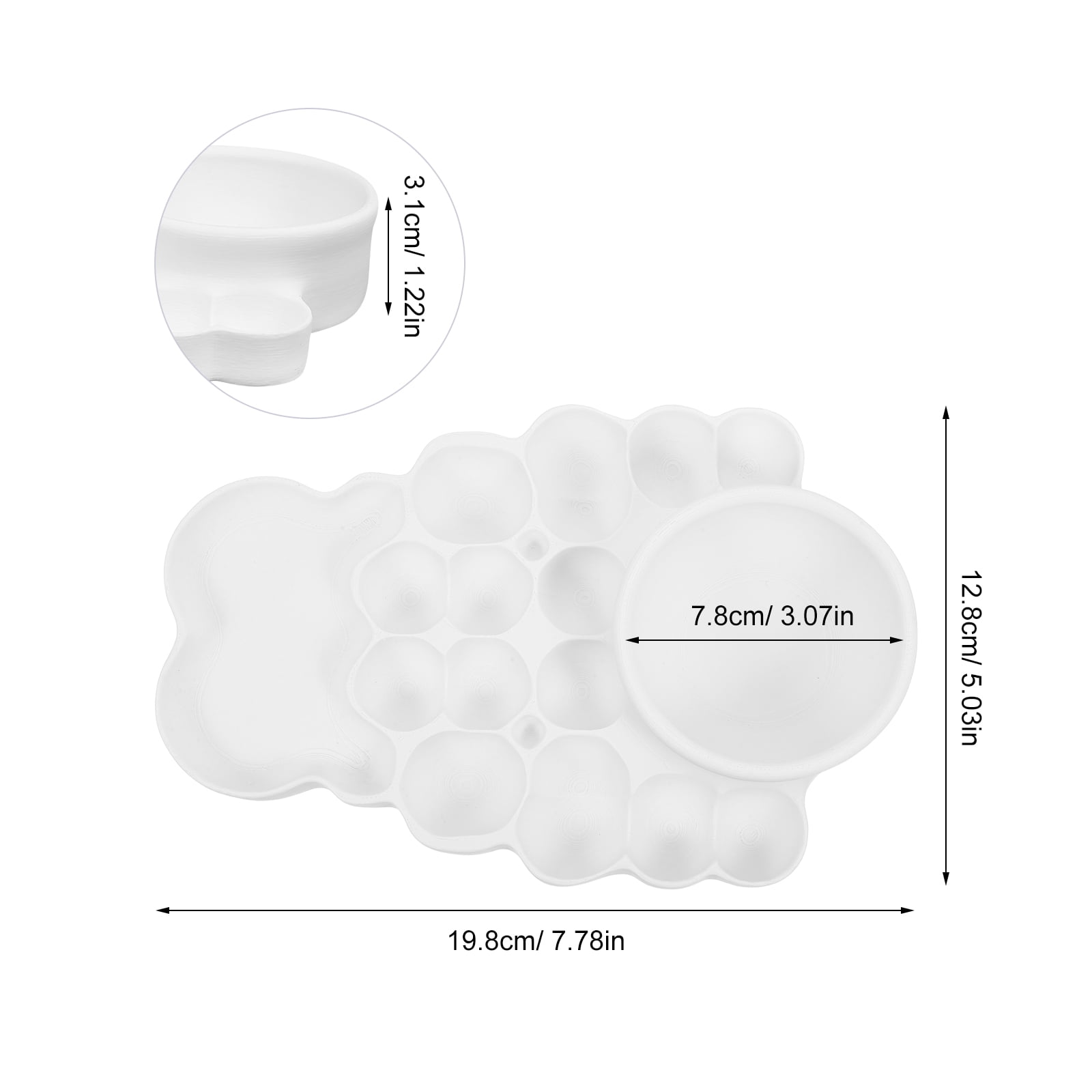 ELAYARD Portable White Plastic Watercolor Palette Tray for Mixing Paints at Home and Art Projects