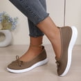 thumbnail image 4 of Women's Lightweight Knit Slip On Walking Shoes Comfortable Low Top Wedge Loafers Breathable Non Slip Ballet Flats Brown Size 6, 4 of 5