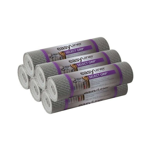 Duck Brand Easy Liner Select Grip 12" x 10' Shelf Liner (6-Pack) | Light Grey