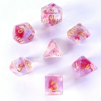 Galactic Dice Premium Dice Sets - Clematis Edda (Pink, Clear, & Gold) Acrylic Set of 7 Dice