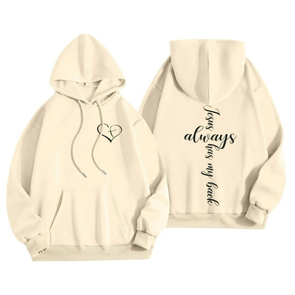 XIAOCHA Womens Jesus Cross Letter Hoodies Loose Long Sleeves Hooded Top Cozy Trendy Outdoor Streetwear Hoodie