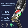thumbnail image 4 of USB C Cable, 5Pack 6FT USB C to USB C Cable 60W(3A) Nylon Braided Type C Fast Charging Cord for iPhone 16/16 Plus/16 Pro Max/15/15 Plus/15 Pro Max,MacBook Pro, iPad Pro Air, Samsung S24/S24 Ultra/S23, 4 of 7