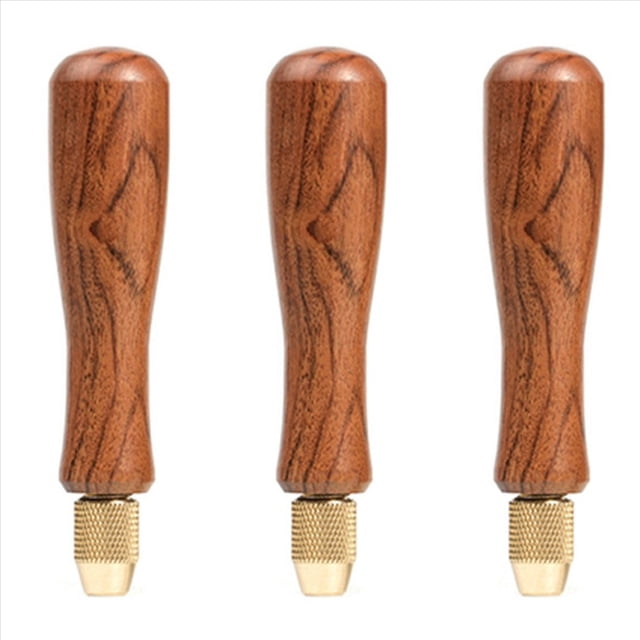 3X Manejar de de Madera, Manejar de Madera con Portabrocas de LatóN para Limas PequeñAs, Accesorios DIY