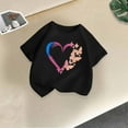 thumbnail image 1 of Rbaofujie T-Shirt à Manches Courtes pour Fille avec Imprimé Cœur, Col Rond, Sortie, T-Shirt Basique, 1 of 5