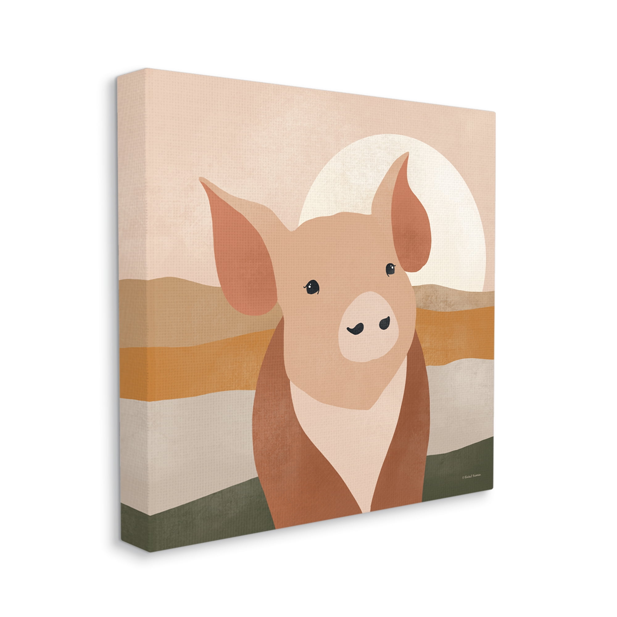 Stupell Industries Modern Farmhouse Pig Animals & Insects Painting Gallery Wrapped Canvas Art Print Wall Art, 36 x 36