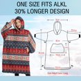thumbnail image 4 of Oversized Wearable Blanket Hoodie,Red and Blue Christmas Knitted Pattern Sherpa Blanket Hoodie with Super Pockets,Super Warm Fuzzy Pullover for Women & Men, 4 of 6
