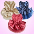 thumbnail image 4 of SPRING PARK Dog Puppy Solid Color Bow Gauze Tutu Sequin Princess Skirt Pet Summer Vest Dress Clothes, 4 of 7