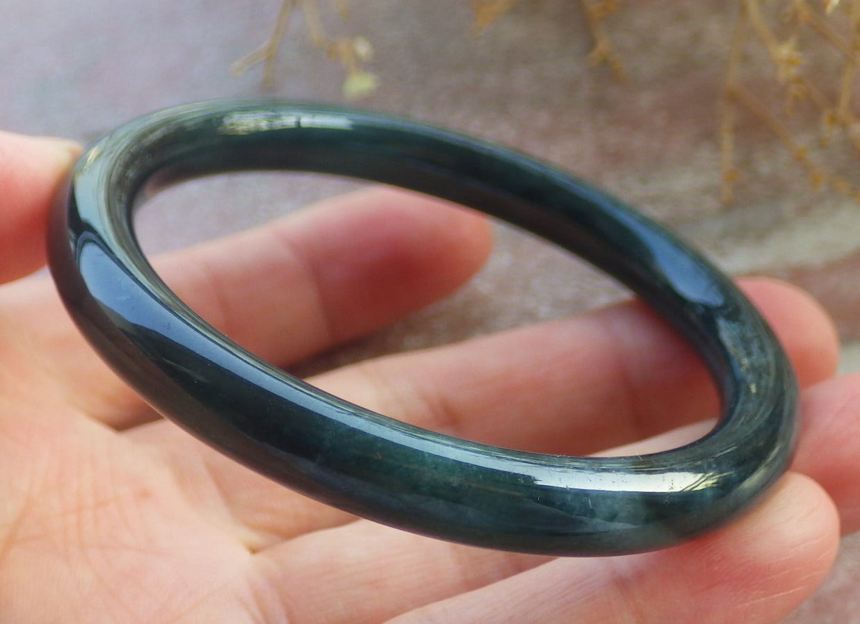 Icy Green Natural A JADE Jadeite Circle Bangle Bracelet 53 mm 699012 TN