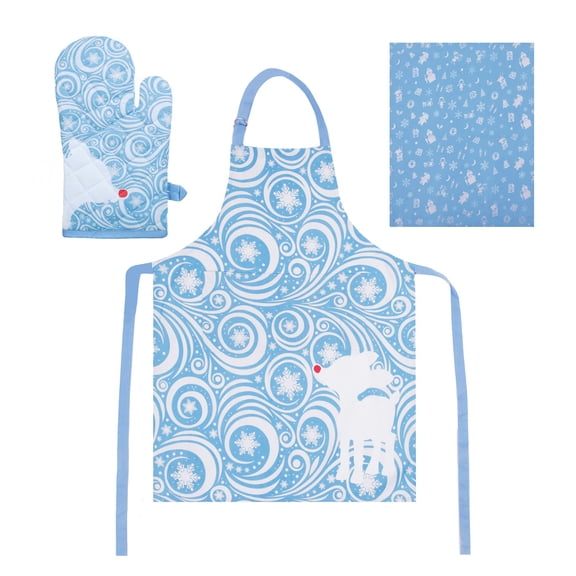 Rudolph Holiday Kitchen Textile Apron Set of 3