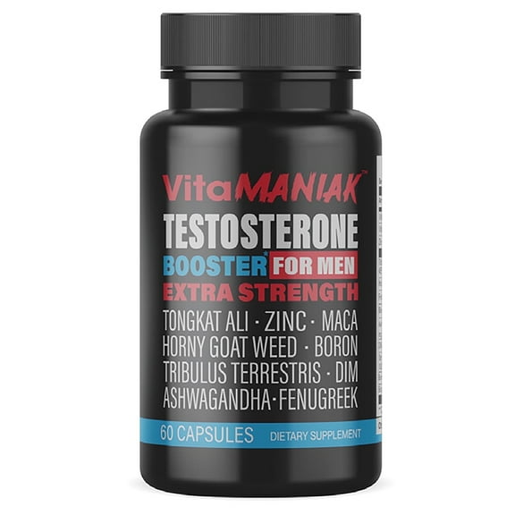 VitaManiak Testosterone Booster Extra Strength Men’s Health Supplement with Horny Goat Weed, 60 Capsules