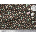thumbnail image 3 of Soimoi Black Cotton Voile Fabric Leaves,Tea Cup & Coffee Beverages Printed Craft Fabric by the Yard 42 Inch Wide, 3 of 3