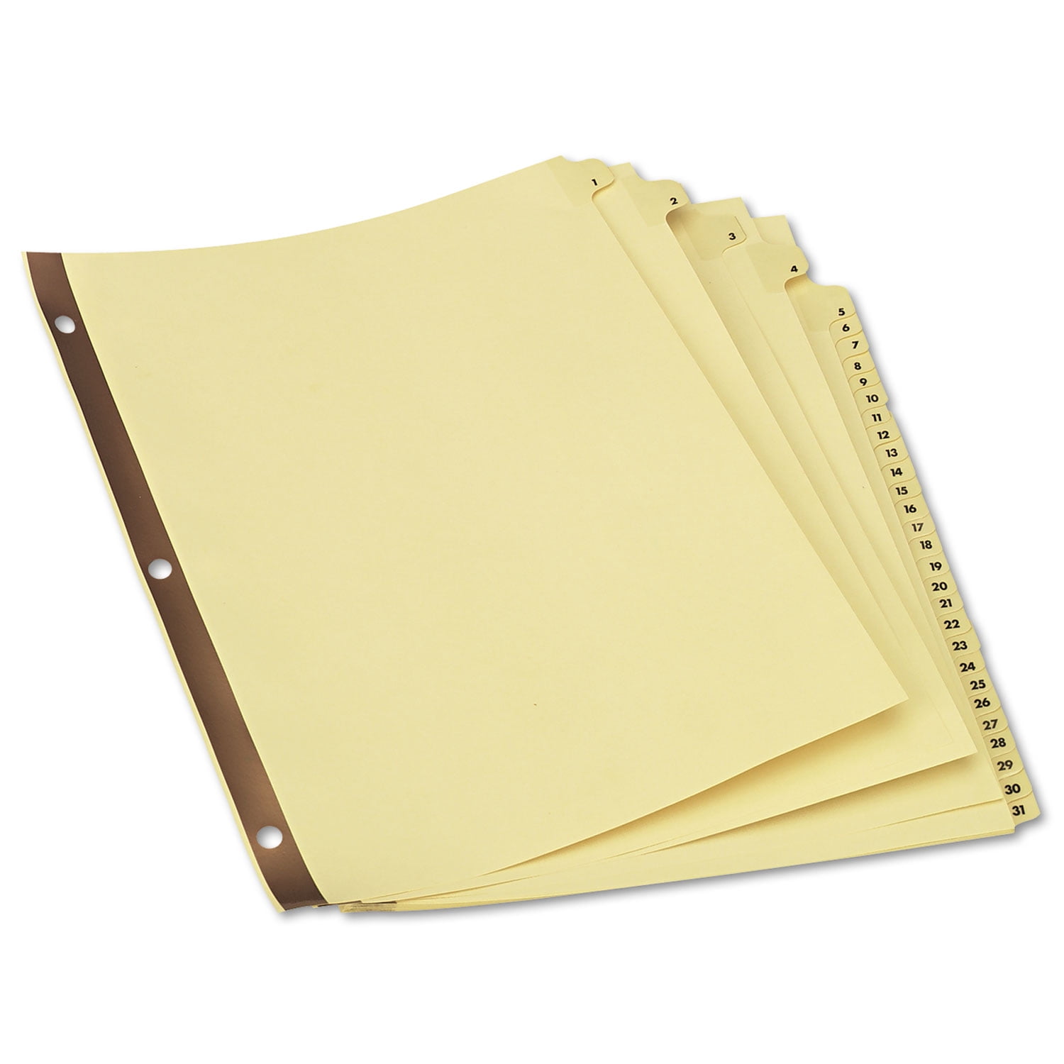 Preprinted PlasticCoated Tab Dividers, 31 Numbered Tabs, Letter, Buff